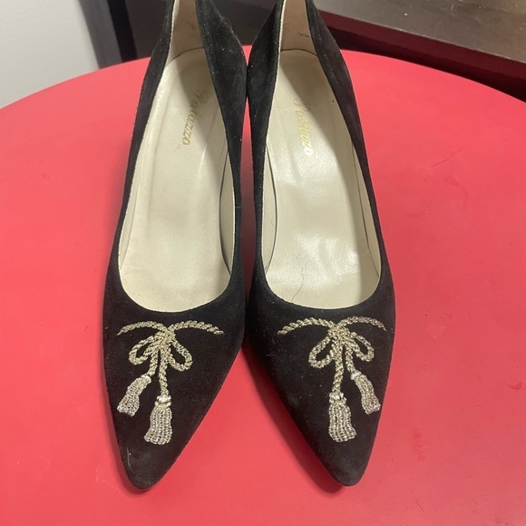 Palazzo Shoes - Elegant Black Pumps with Embellished Design
